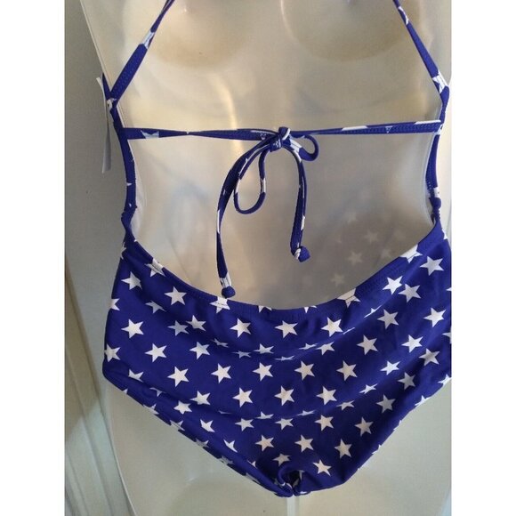 Bongo 1 Pc Swimsuit Blue Red Stars Patriotic Criss Cross Straps Sz M Jun… - Picture 6 of 10